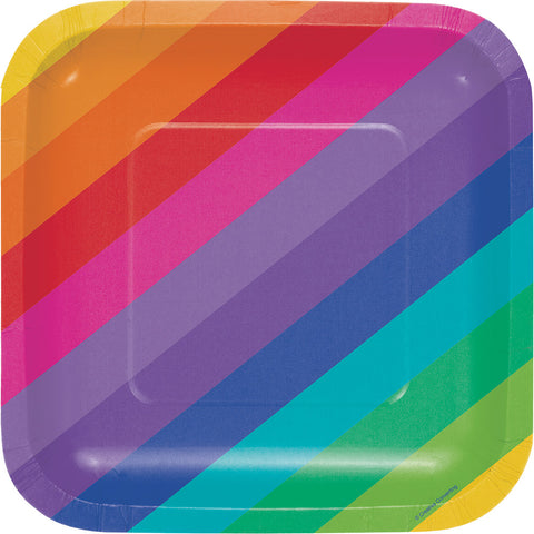  Rainbow Deep Dish Square Luncheon Plates