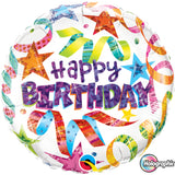 Holographic Birthday Stars & Streamers  Foil Balloon 