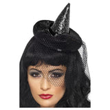 Mini Witch Glittered Hat Black