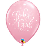 Baby Girl Stars 11in Assorted Pink & Wild Berry Latex Balloons 6 pieces