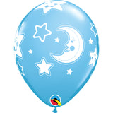  Baby Moon & Stars 11in Pale Blue Latex Balloons 6 pieces