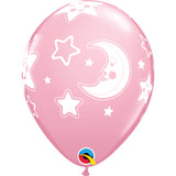  Baby Moon & Stars 11in Pearl Pink Latex Balloons 6 pieces