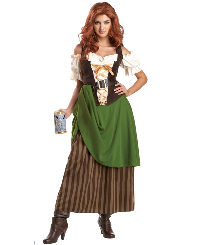 Tavern Maiden Adult Costume Olive/Brown