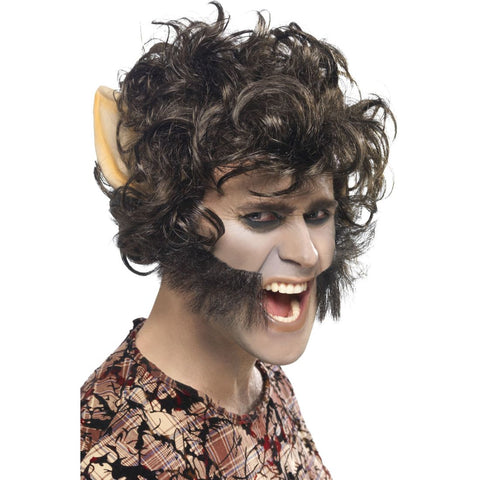 Werwolf Black Male Wig With Large Ears & Sideburns