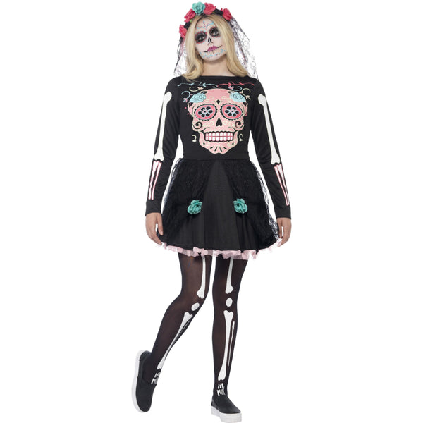 Teen Sugar Skull Sweetie Girl Costume 
