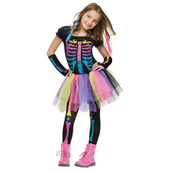 Funky Punk Skeleton Girl Child Costume