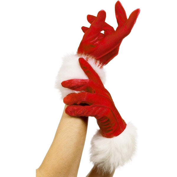Women Short Santa Gloves, One Size