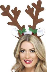  Reindeer Antlers Brown With Bells