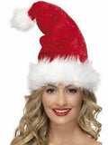  Santa Hat Red Tinsel Dlx Female Hat