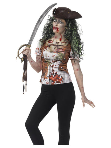  Zombie Pirate Wench T -Smallhirt, Green  -Medium