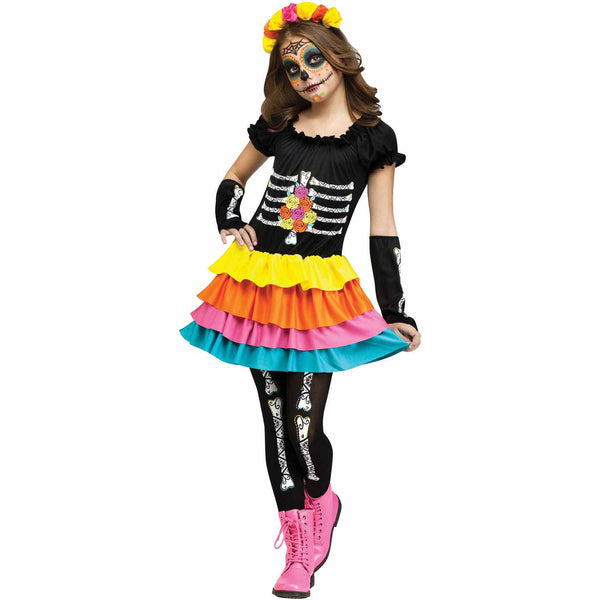 Day Of The Dead Girls Costume 12-14