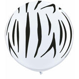  3Ft Zebra Stripes-A-Round Balloons Wht 2 pieces