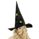 Deluxe Felt Witch Hat With Spiderweb & Glow In The Dark Spider