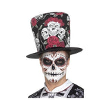 Day Of The Dead Skull & Rose Top Hat Male