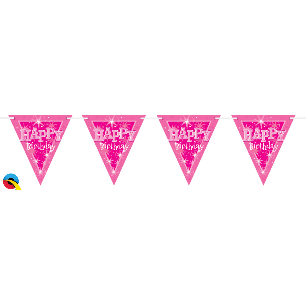  Pink Sparkle Happy Bday 3.6M Flag Bannerbunting