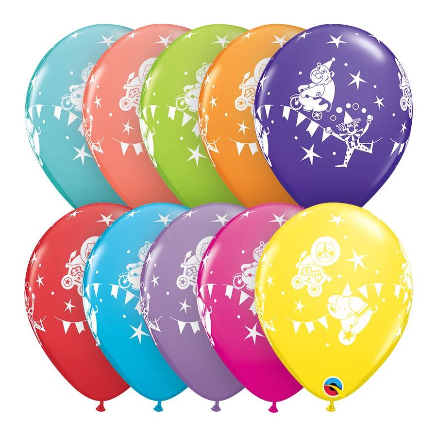  Circus Parade 11in Retail Asst. Latex Balloons 6 pieces