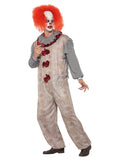 Vintage Clown Costume Grey & Red with Jumpsuit & Neck Ruffle 