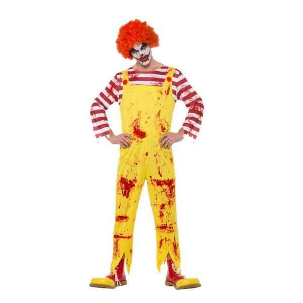 Kreepy Killer Clown Costume Yellow & Red With Jumpsuit