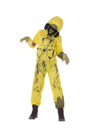 Toxic Waste Costume Yellow Jumpsuit With Gas Mask 