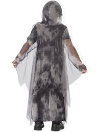 Ghostly Ghoul Costume Grey With Hooded Robe
