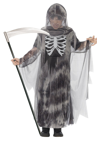 Ghostly Ghoul Costume Grey With Hooded Robe