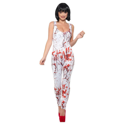 Fever Blood Splatter Costume White & Red With Bodysuit