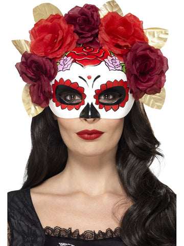 Day Of The Dead Rose Eyemask Red