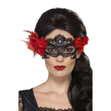 Day Of The Dead Metal Filigree Eyemask Black With Roses