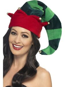  Plush Elf Hat Green With Bells