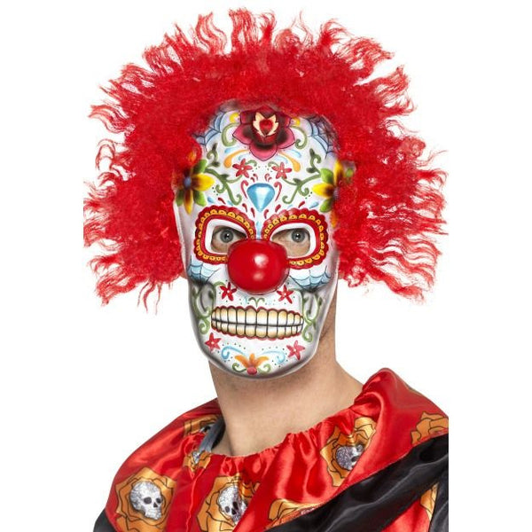 Day Of The Dead Clown Mask Multi-Coloured