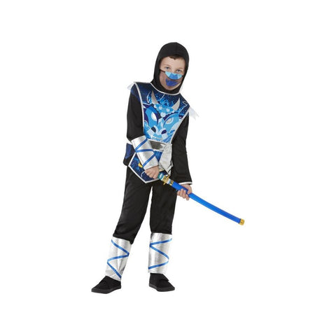 Ninja Warrior Costume Blue Top Trousers & Sword