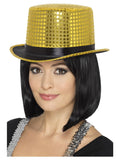 Sequin Top Hat with Elastic Inner Rim Gold