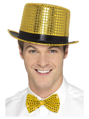 Sequin Top Hat with Elastic Inner Rim Gold