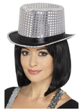 Sequin Top Hat with Elastic Inner Rim Silver
