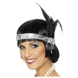 Silver Satin Charleston Headband