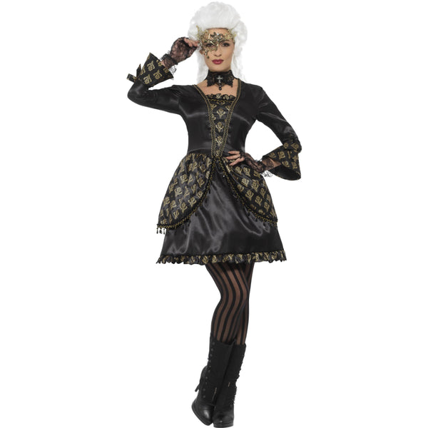  Deluxe Masquerade Female Costume Black & Gold S