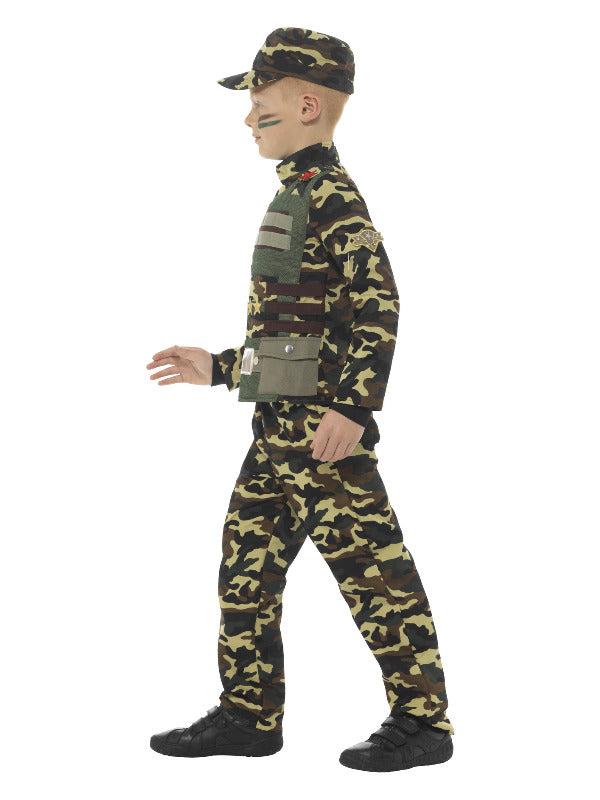 Camouflage Military Boy Costume Green With Top Trouser & Ha