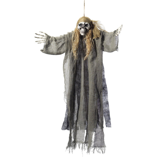  Hanging Pirate Skeleton Decoration Green With Muslin Robe