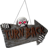 Light Up Turn Back Hanging Sign Red & Grey Battery Operated