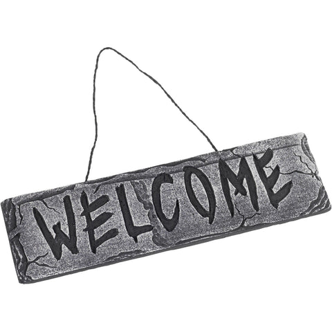 Hanging Welcome Sign Grey Stone Effect