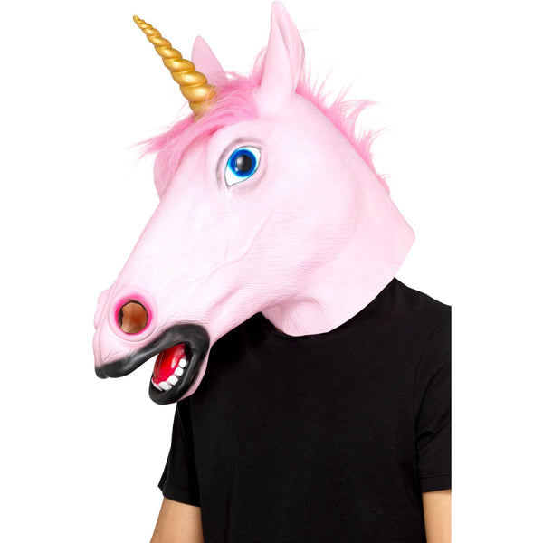  Unicorn Latex Mask Pink Full Overhead