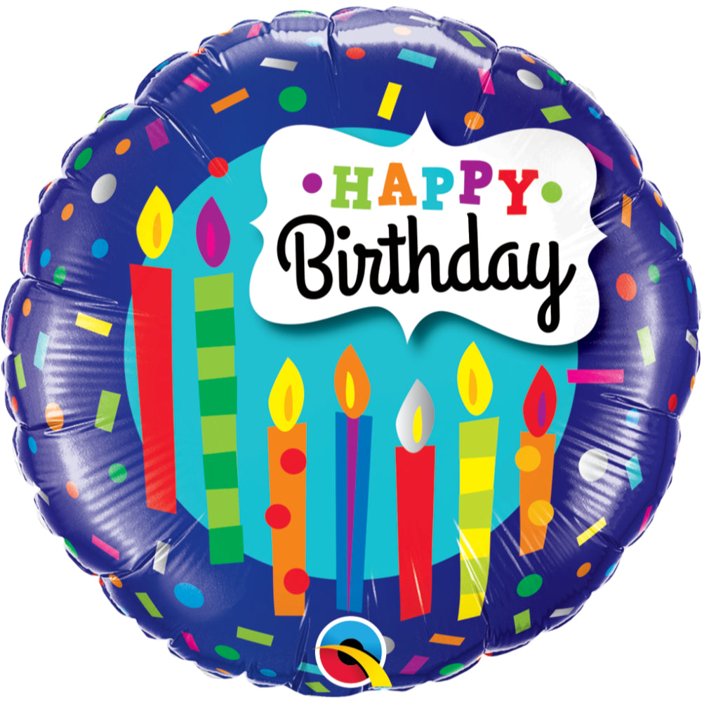 Round Birthday Candles & Confetti Foil Balloon