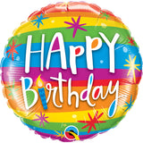 Birthday Rainbow Stripes Foil Balloon  