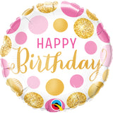 Birthday Pink &  Dots Foil Balloon  