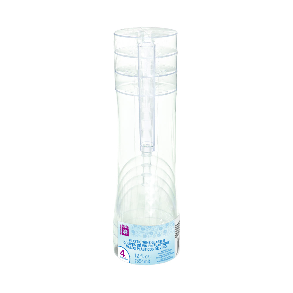 Premier Style Clear Plastic Wine Glasses