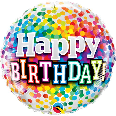 Birthday Rainbow Confetti  Foil Balloon