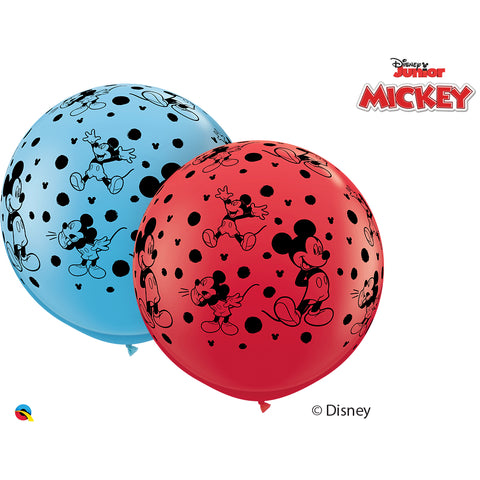  3Ft Red&P-Blue Dn Mickey Mouse-A-Round Latex Balloons 02 pieces