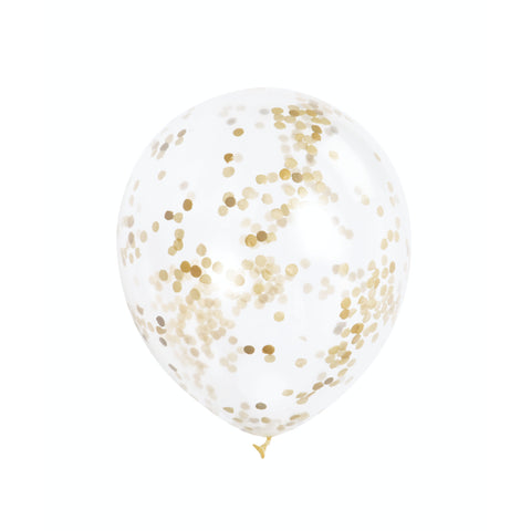 Clear Balloons With Gold Confetti 