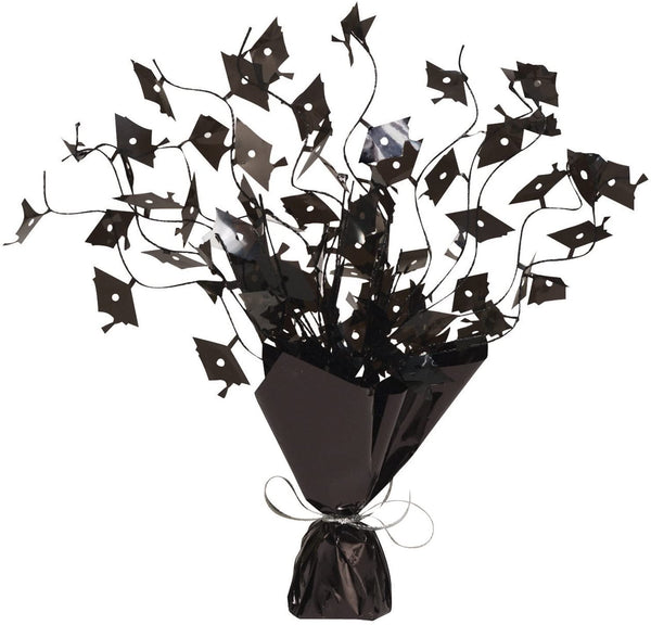 Graduation Décor Black Mortarboards Foil Spray Centerpieces 1 pc