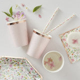 Rose Gold Foiled Ditsy Floral Polka Dot Paper Cups